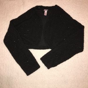 fuzzy black cropped cardigan
